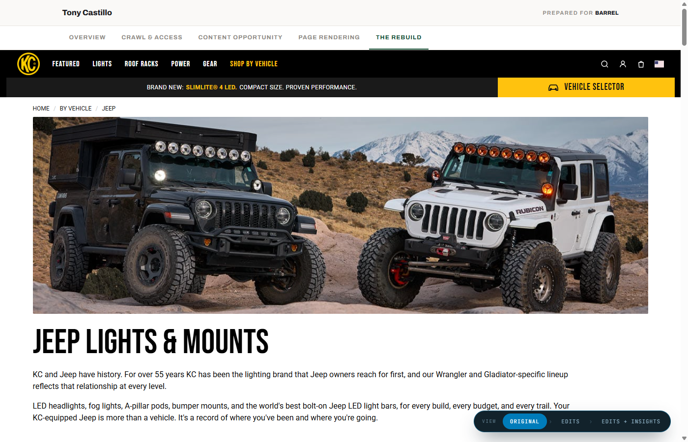 The rebuilt category page, showing the fitment tables, comparison block and question-and-answer content added to make it legible to an assistant.